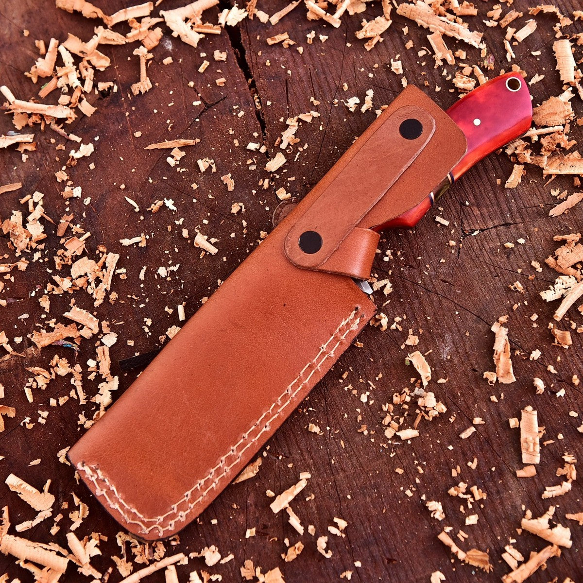 Handmade Bull Cutter Knife With Leather Sheath D2 Steel Knife