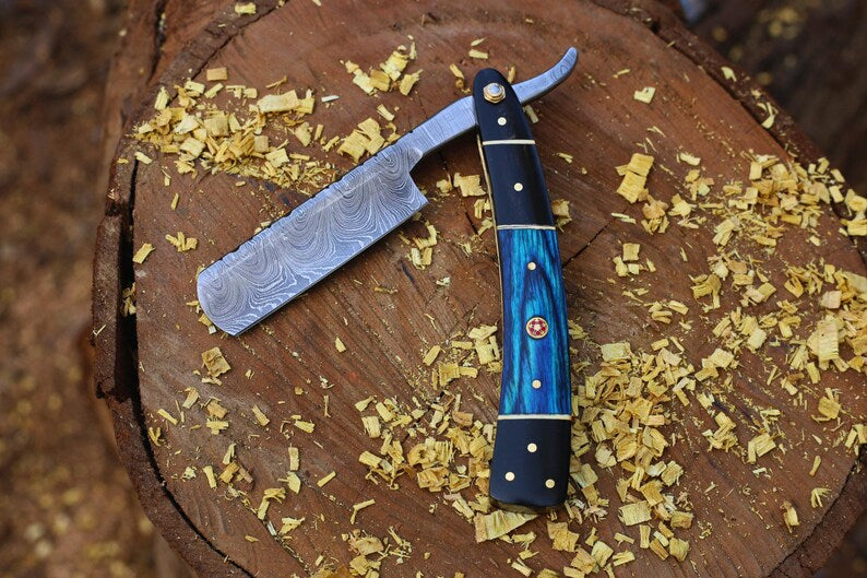 HAND FORGED STRAIGHT RAZOR DAMASCUS STEEL KNIFE || DRS KNIVES HUB