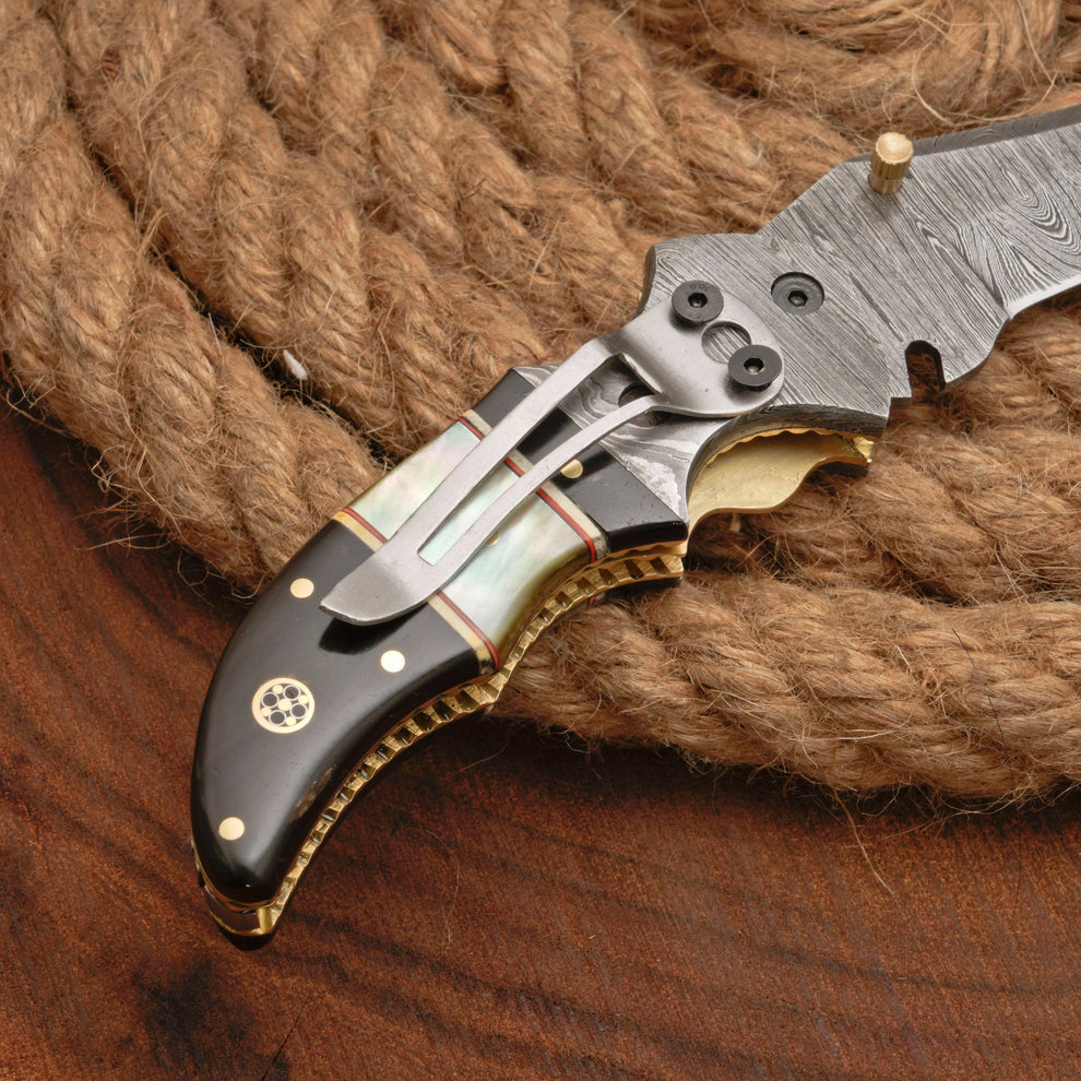 Custom made folding pocket knife with leather pouch || drs knives hub