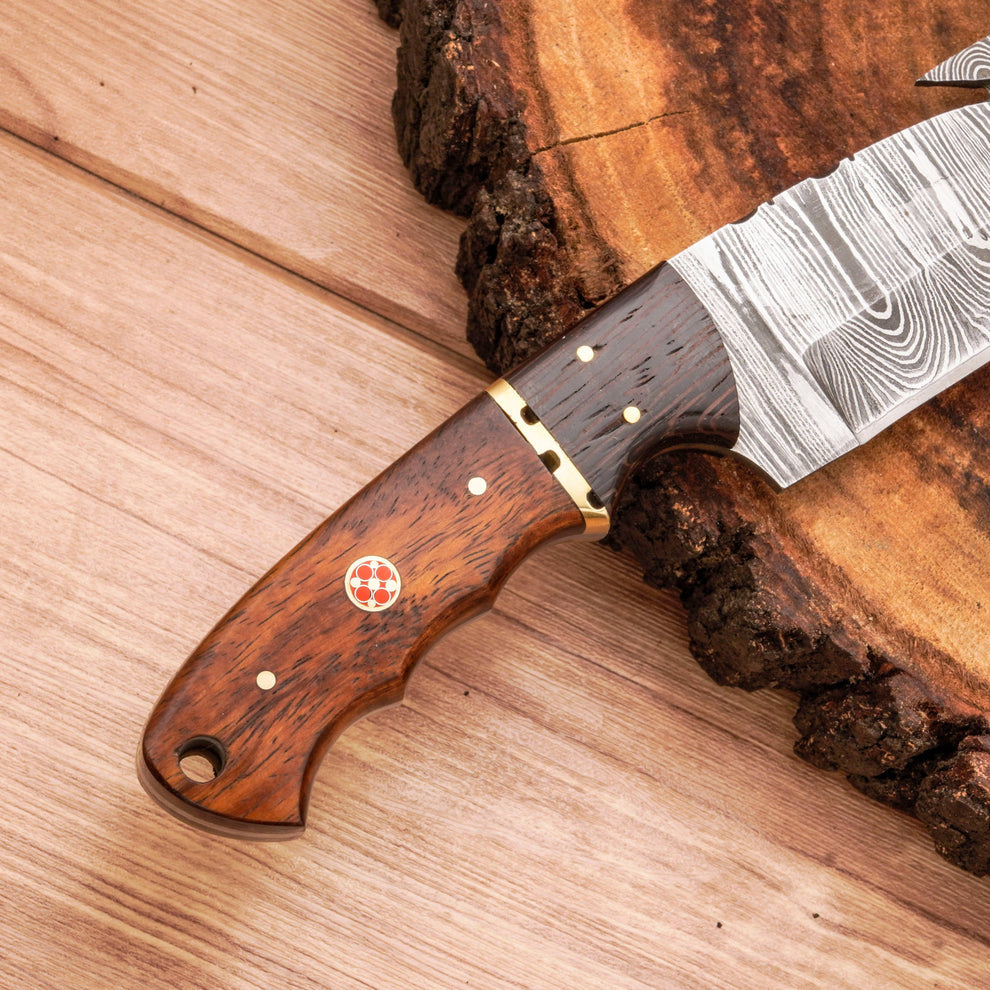 Edc hunting knife custom handmade Damascus steel gut hook knife || drs knives hub