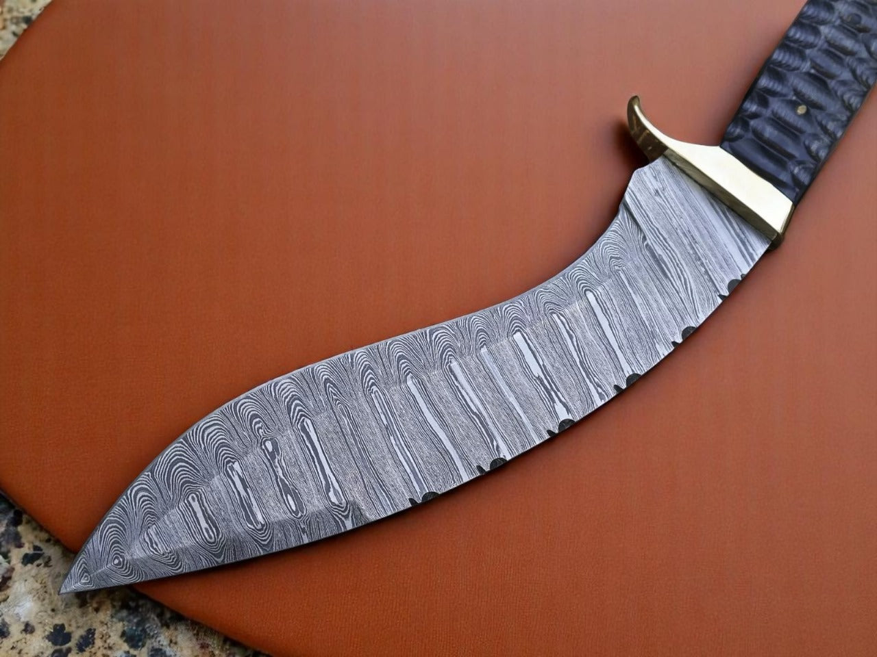Full Tang Handmade Damascus Steel Blade Hunting Survival Kukri Knife With leather sheath Cover || Drs Knives Hub