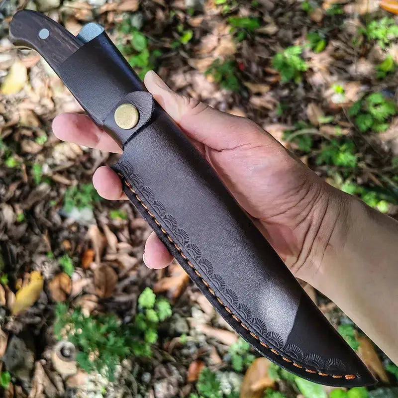 Edc knife custom handmade damascus steel hunting camping knife with leather wrap || drs knives hub