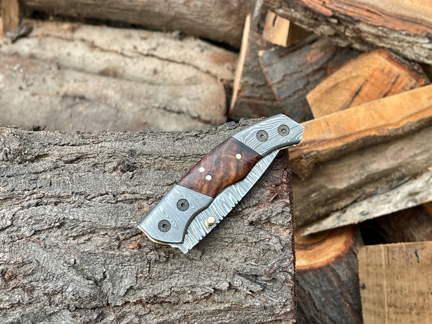 Damascus Steel Folding Pocket knife 6.5 inches Handmade Pocket Knife