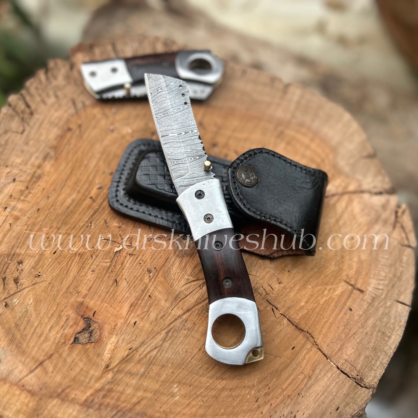 Cigar Cutter Beautiful Handmade Damascus Steel Cigar Cutter knife With leather Sheath Cover