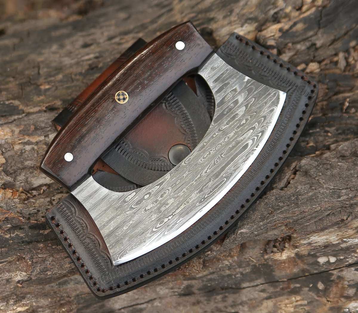 CUSTOM HANDMADE ULU KNIFE WITH EXOTIC WENGE WOOD HANDLE