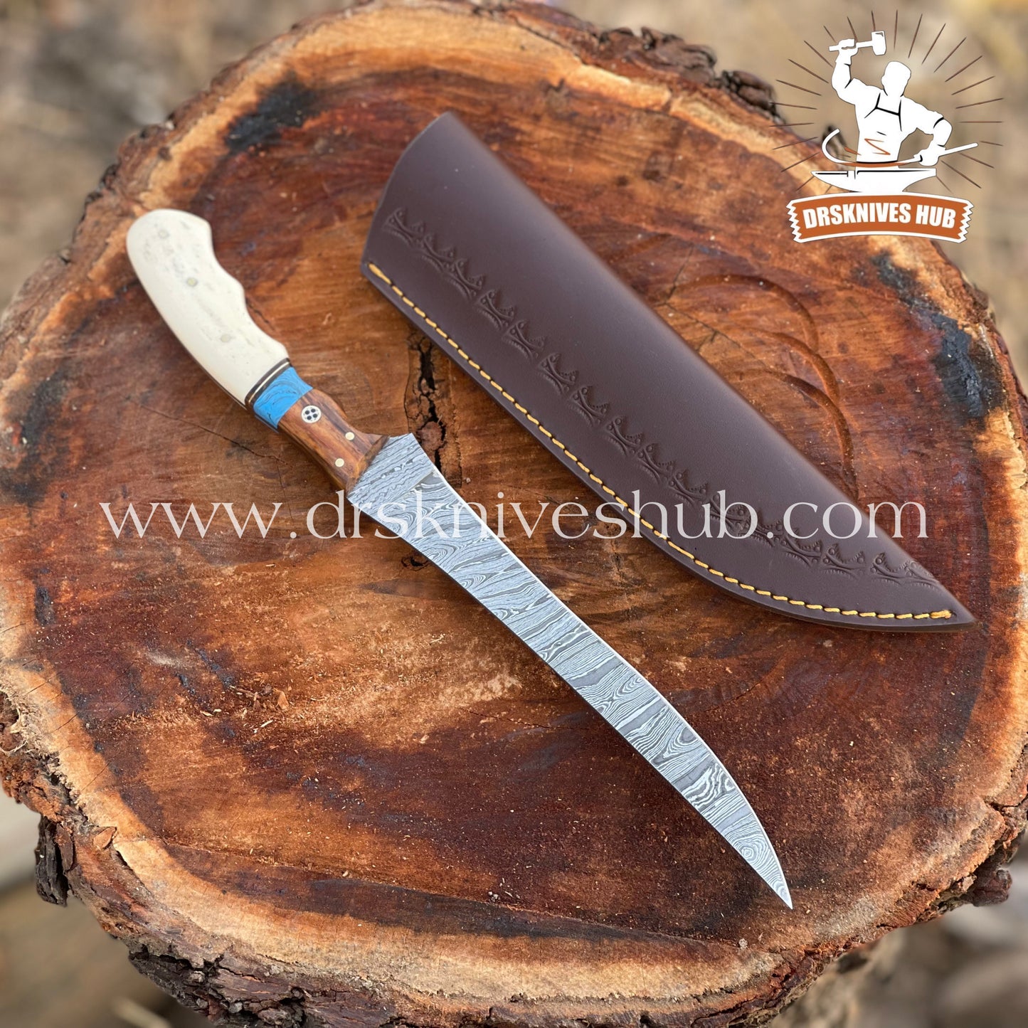 13” INCHES FISHING FILLET KNIFE RESIN AND BONE HANDLE WITH SHEATH