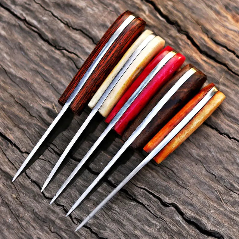 Unique Set/Lot of 5 Different Scalping Knives Skinners with leather sheath Custom Handmade