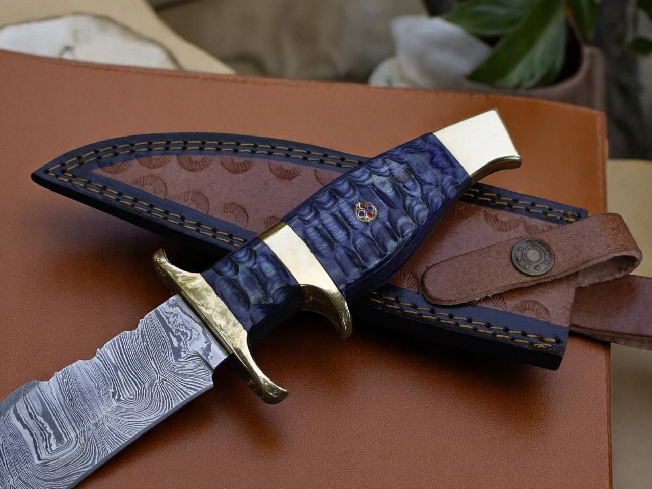 Clip point Handmade Damascus Steel Blade Hunting knife , Edc knife With Leather sheath Cover || Drs Knives Hub