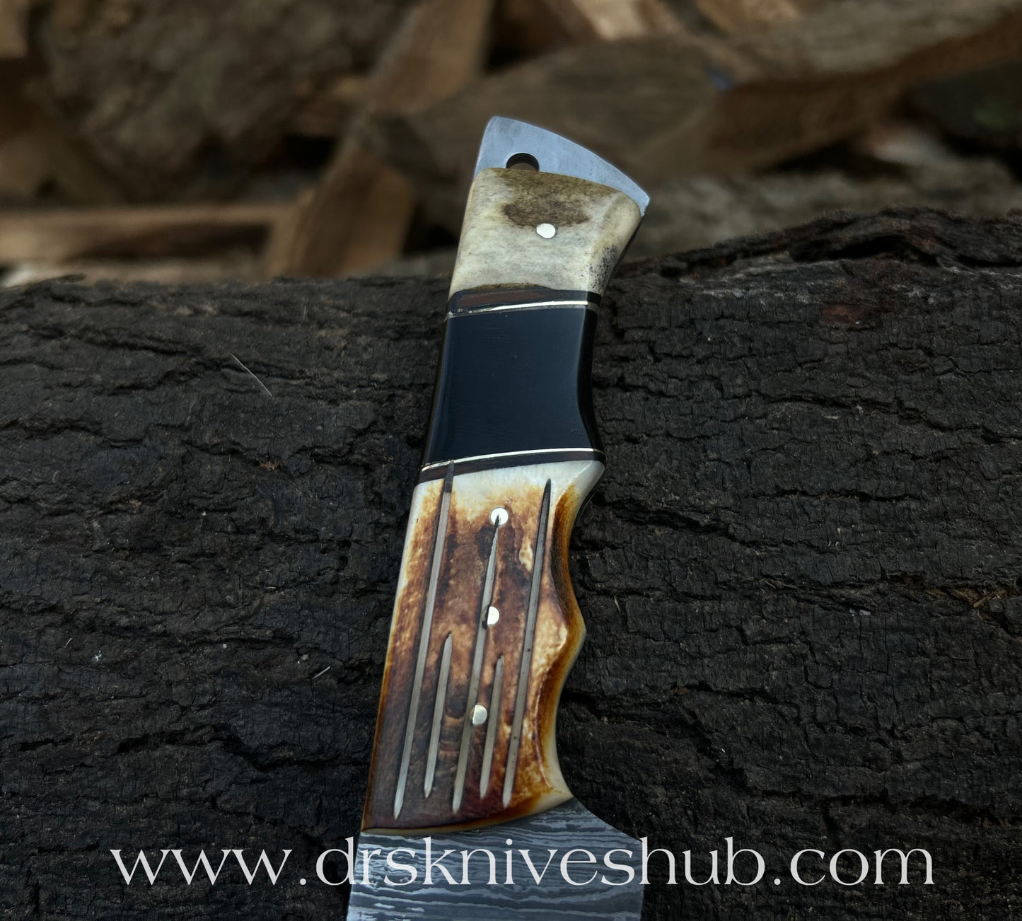 DAMASCUS STEEL GUT HOOK HUNTING KNIFE WITH SHEATH || DRS KNIVES HUB