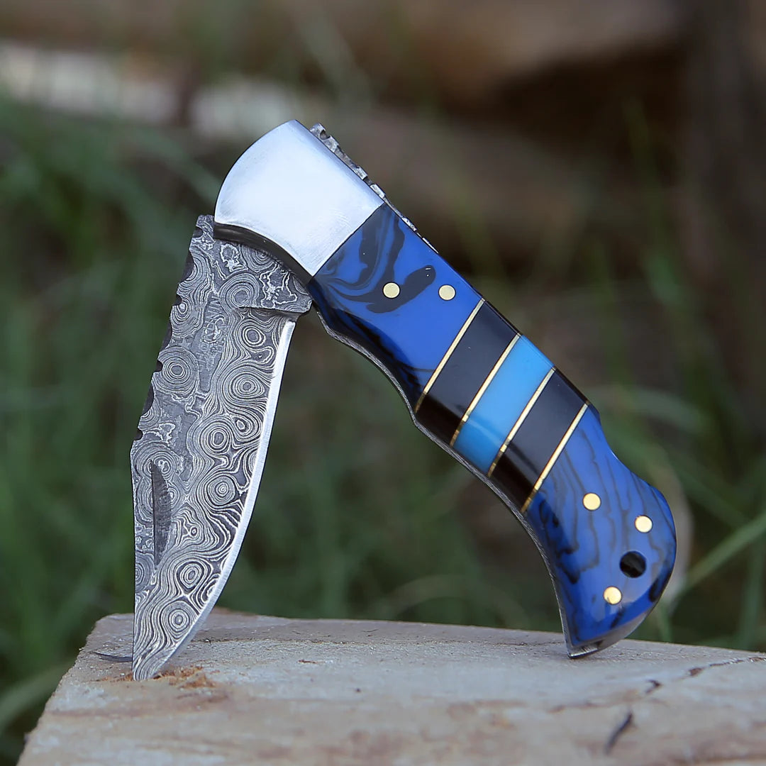POCKET KNIFE WITH RESIN HANDLE & SHEATH || DRS KNIVES HUB
