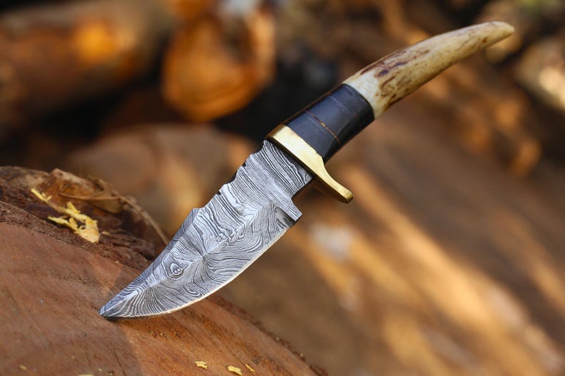 HANDMADE DAMASCUS STEEL SKINNER KNIFE WITH SHEATH || DRS KNIVES HUB