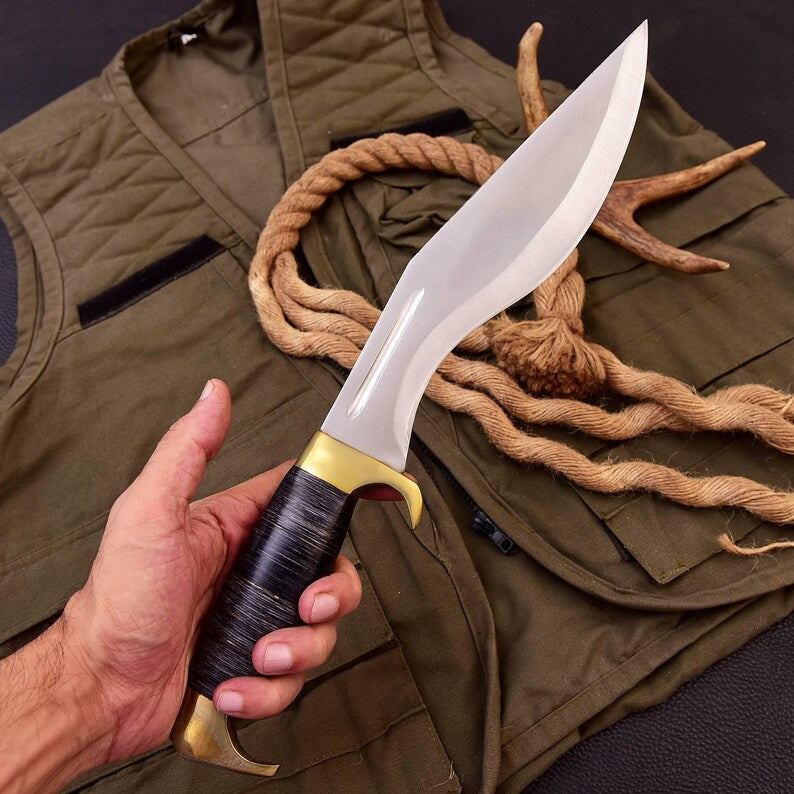 D2 Steel Hunting Knife | Wooden Handle | Premium Leather Sheath | DRSKNIVES HUB