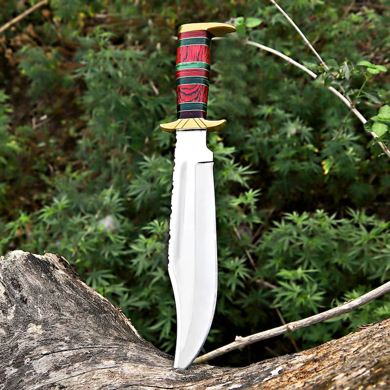 Premium J2 Steel Bowie Hunting Knife | Italian Leather Sheath | DRSKNIVES HUB