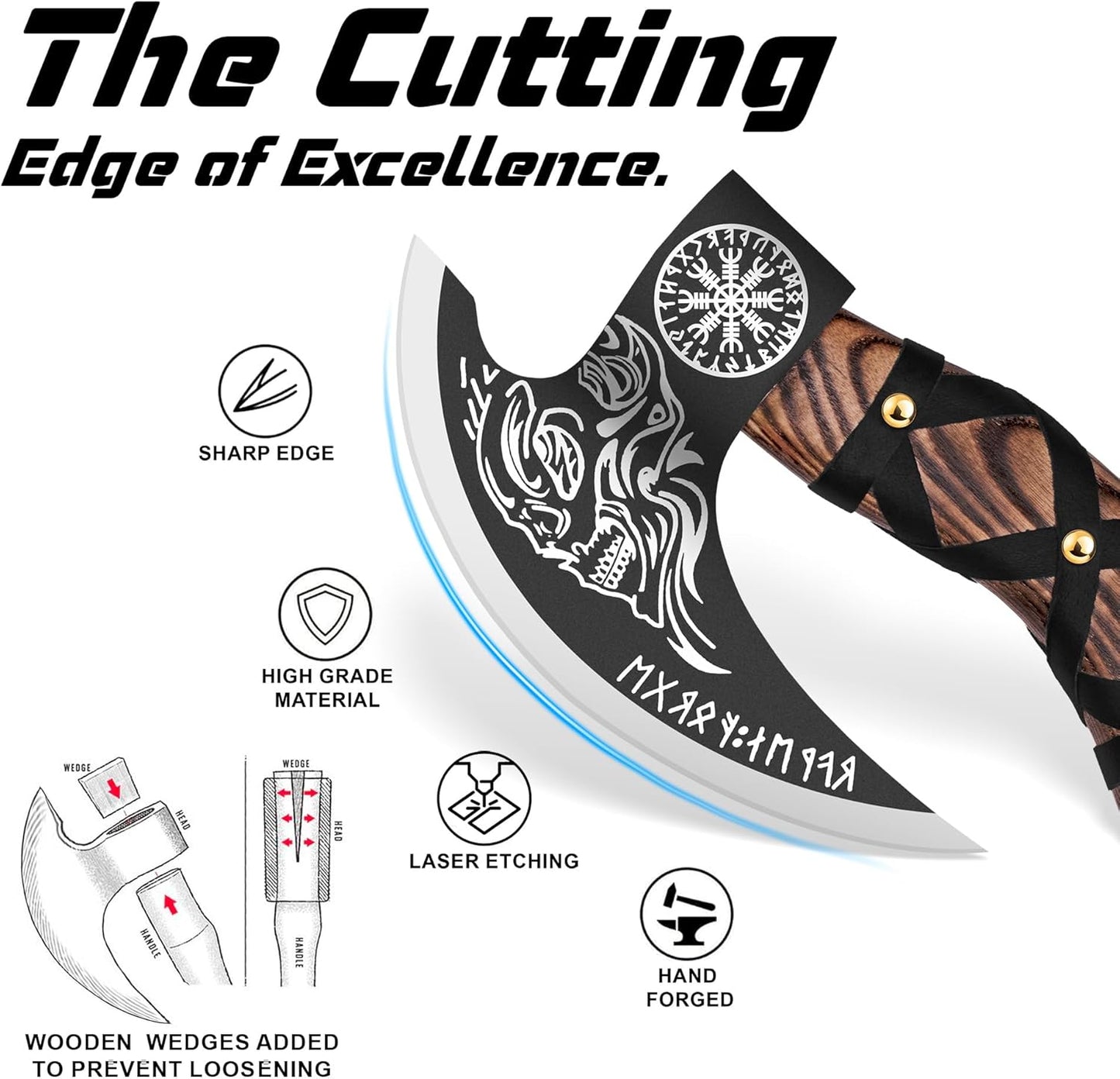 8” INCHES HANDMADE VIKING PIZZA CUTER WOOD HANDLE || DRS KNIVES HUB