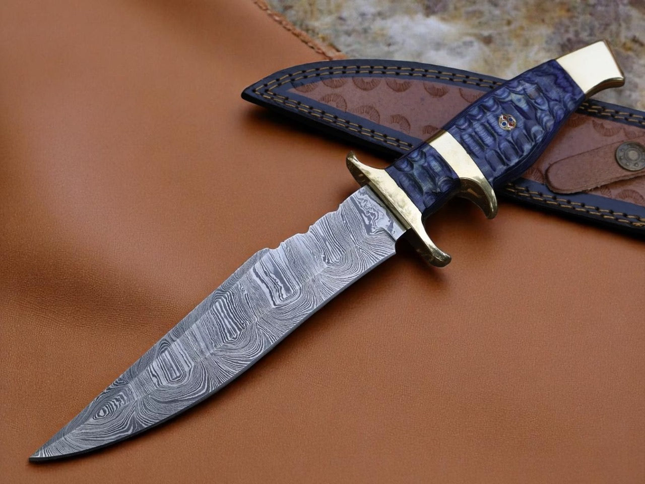 Clip point Handmade Damascus Steel Blade Hunting knife , Edc knife With Leather sheath Cover || Drs Knives Hub
