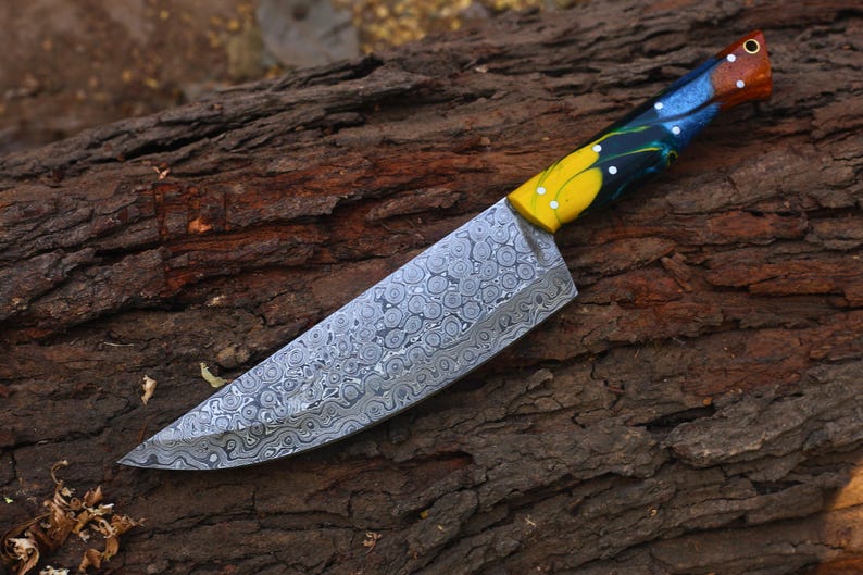 HANDMADE DAMASCUS CHEF KNIFE WITH SHEATH || DRS KNIVES HUB