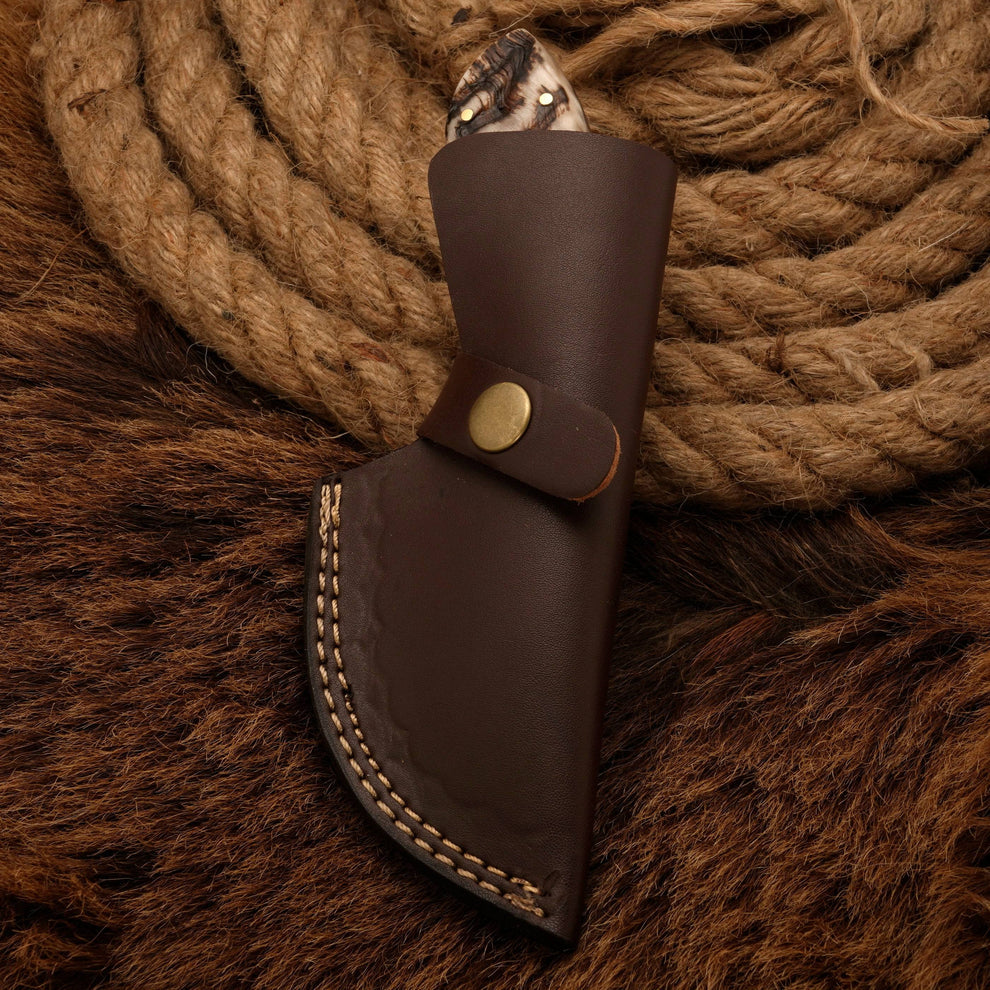 Forged by hand custom made Damascus steel gut hook skinner knife || drs knives hub