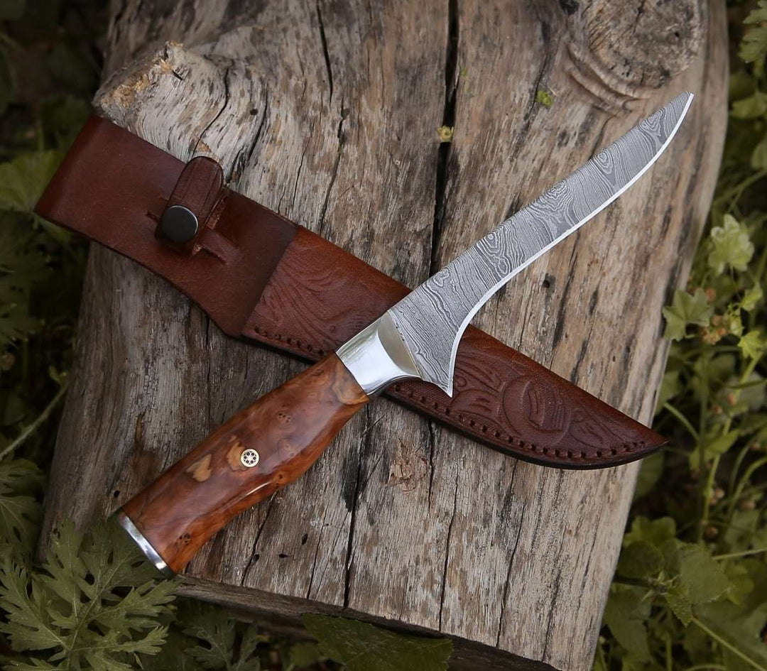 11” INCHES HANDMADE FISHING FILLET KNIFE WITH LEATHER SHEATH || DRS KNIVES HUB