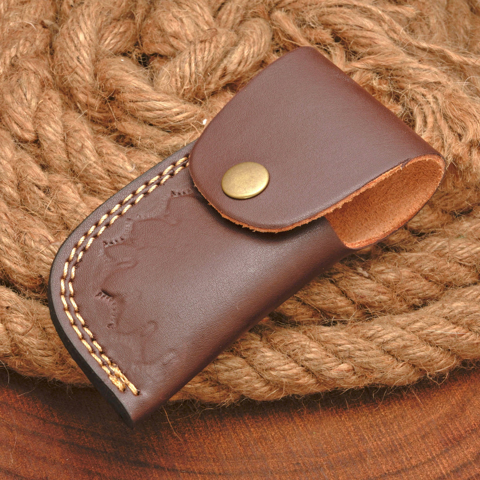 Custom made folding pocket knife with leather pouch || drs knives hub