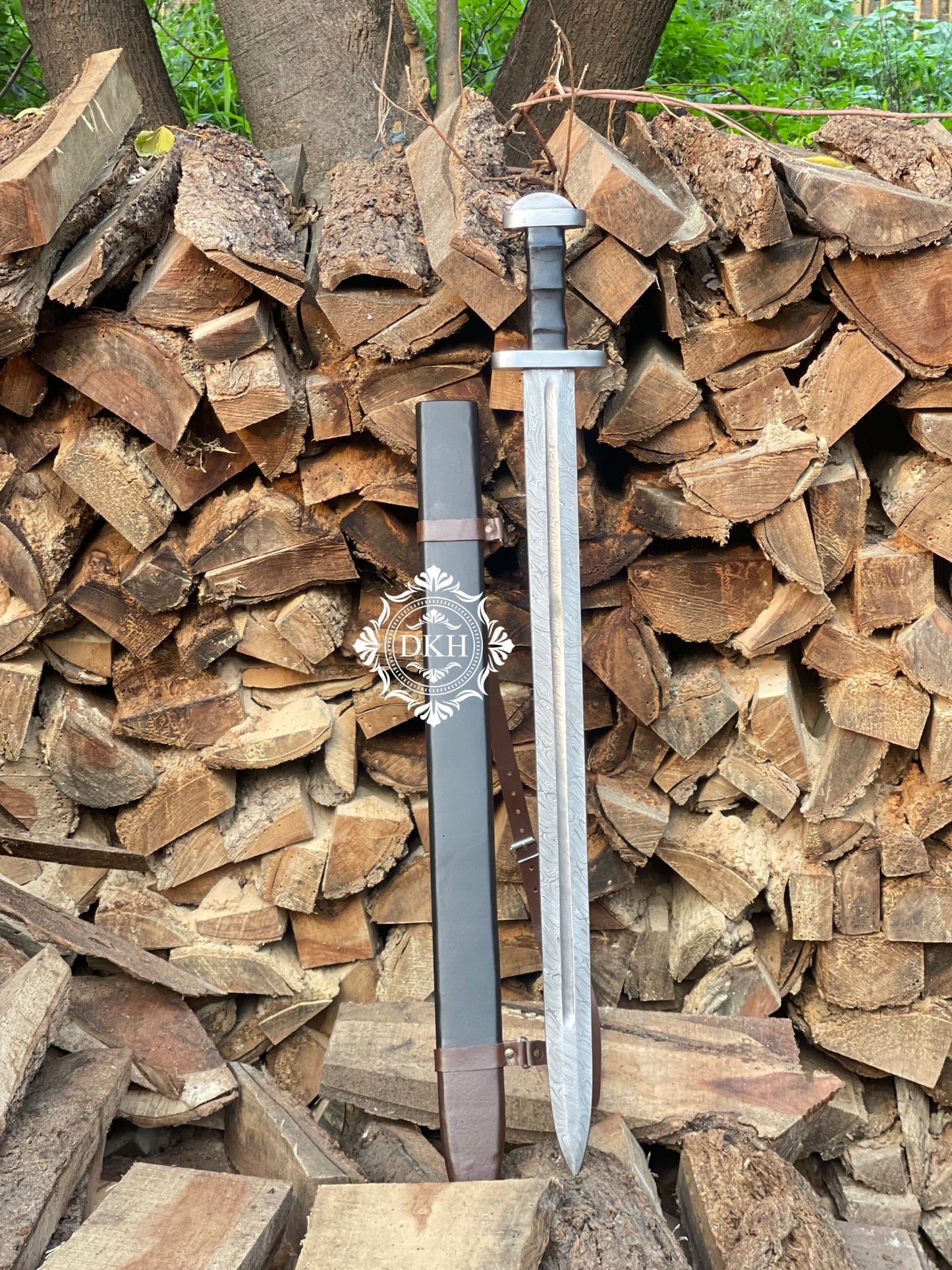 Handmade Damascus Steel Sword Viking Style Sword With Scabbard