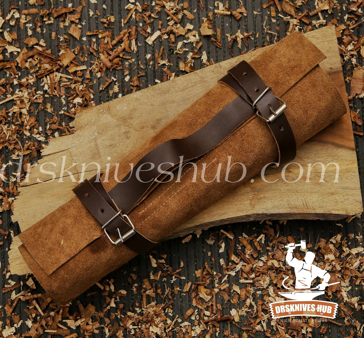 6-piece Damascus chef set with leather kit
