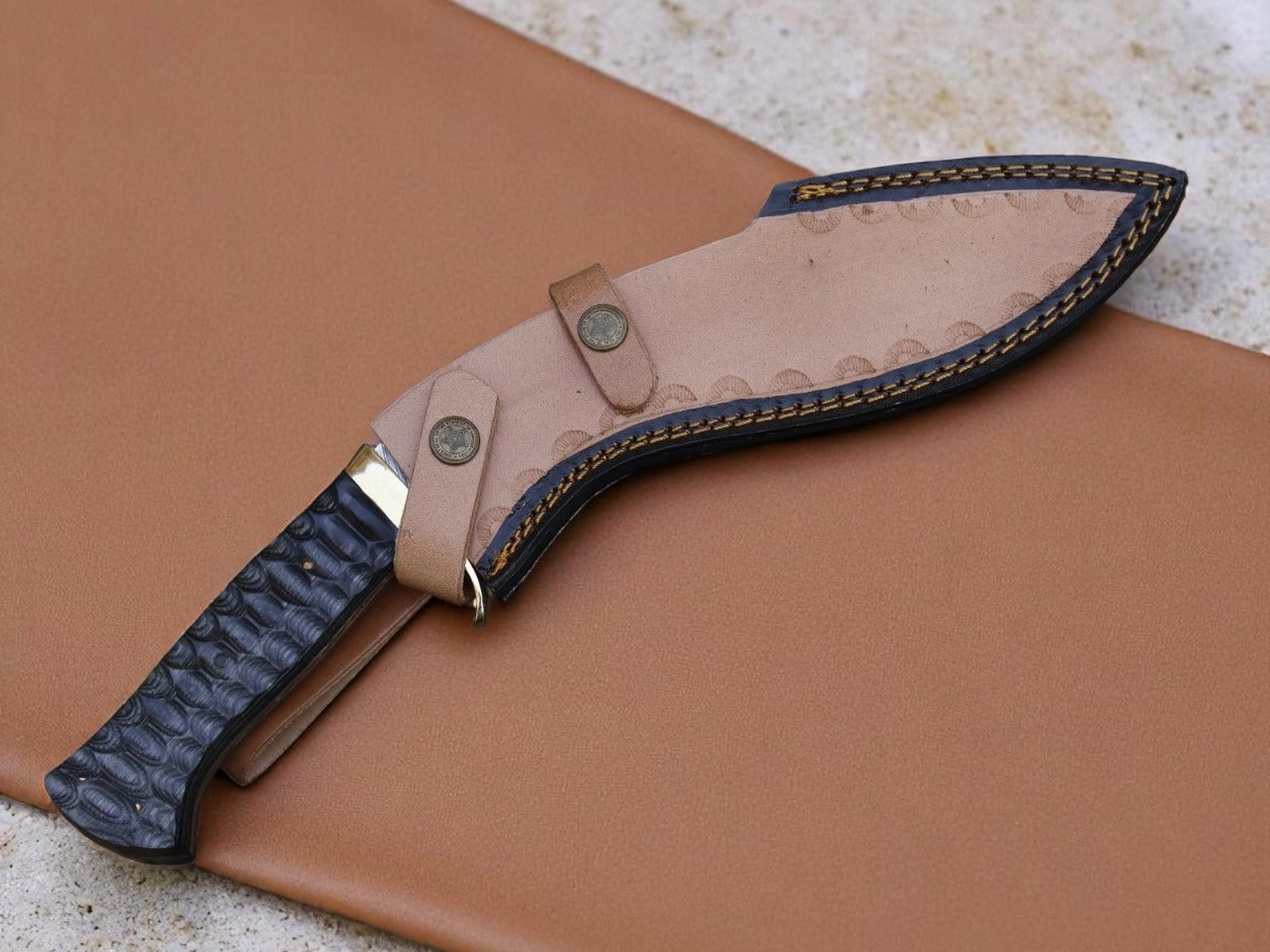 Full Tang Handmade Damascus Steel Blade Hunting Survival Kukri Knife With leather sheath Cover || Drs Knives Hub