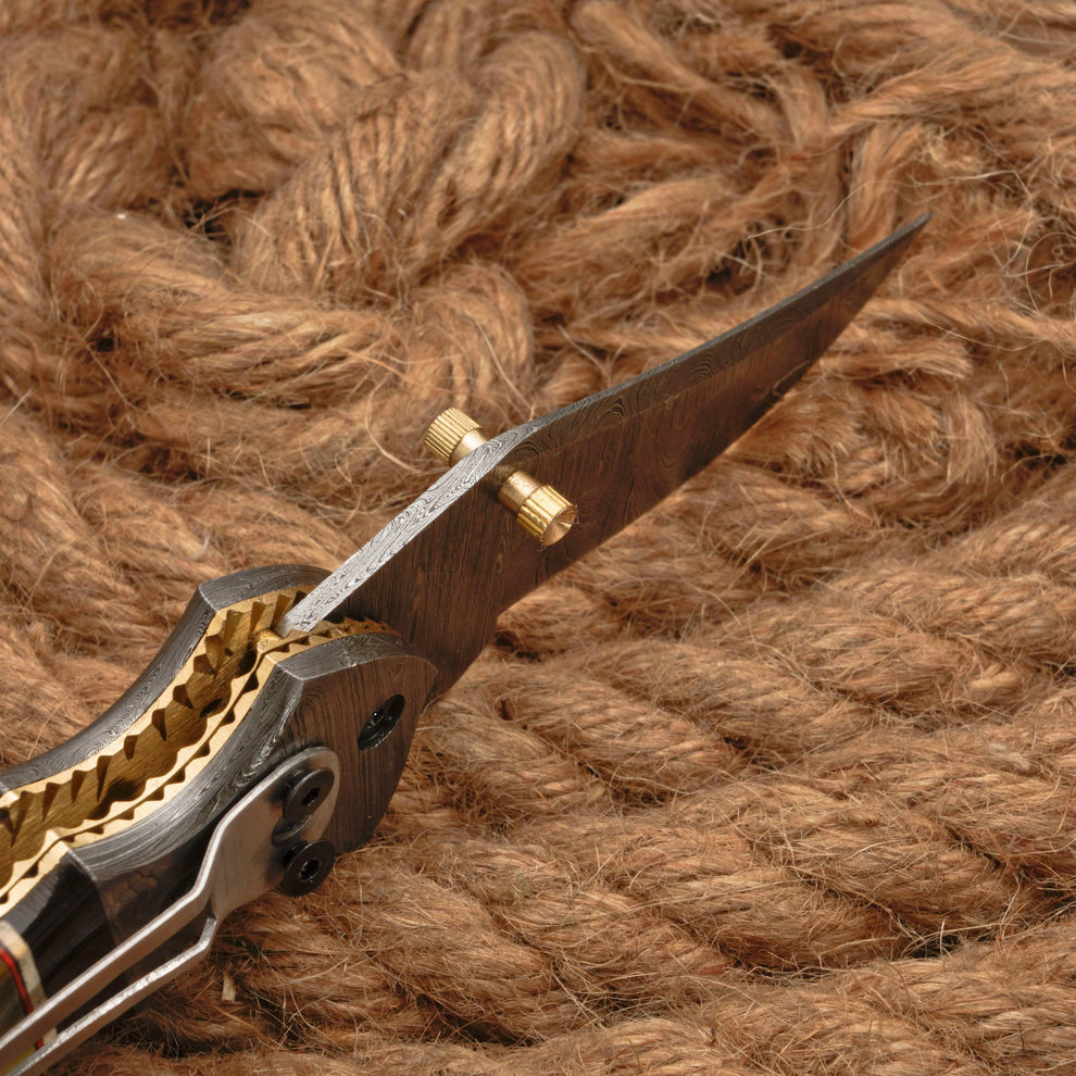 Custom made folding pocket knife with leather pouch || drs knives hub
