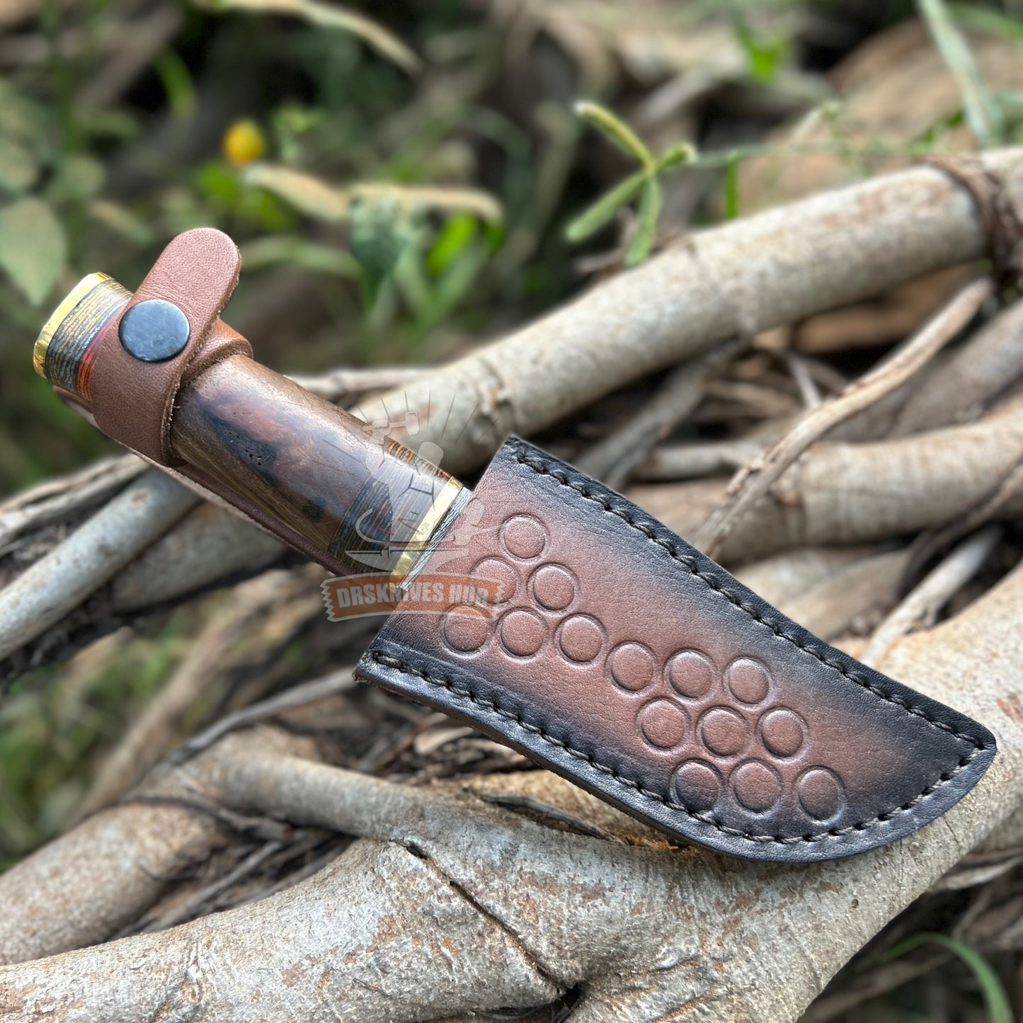 Hand Forged Damascus Steel Blade Hunting Knife Edc knife With Leather Cover |DRSKNIVES HUB