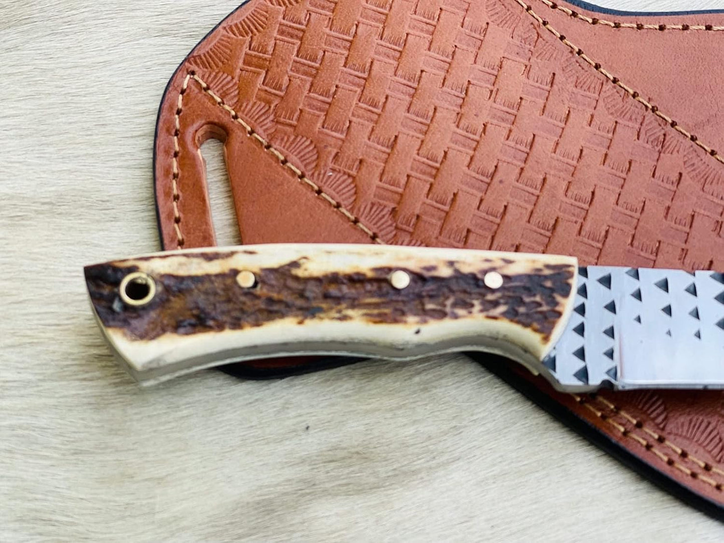 CUSTOM HANDMADE COWBOY SKINNER KNIFE WITH LEATHER COVER || DRS KNIVES HUB