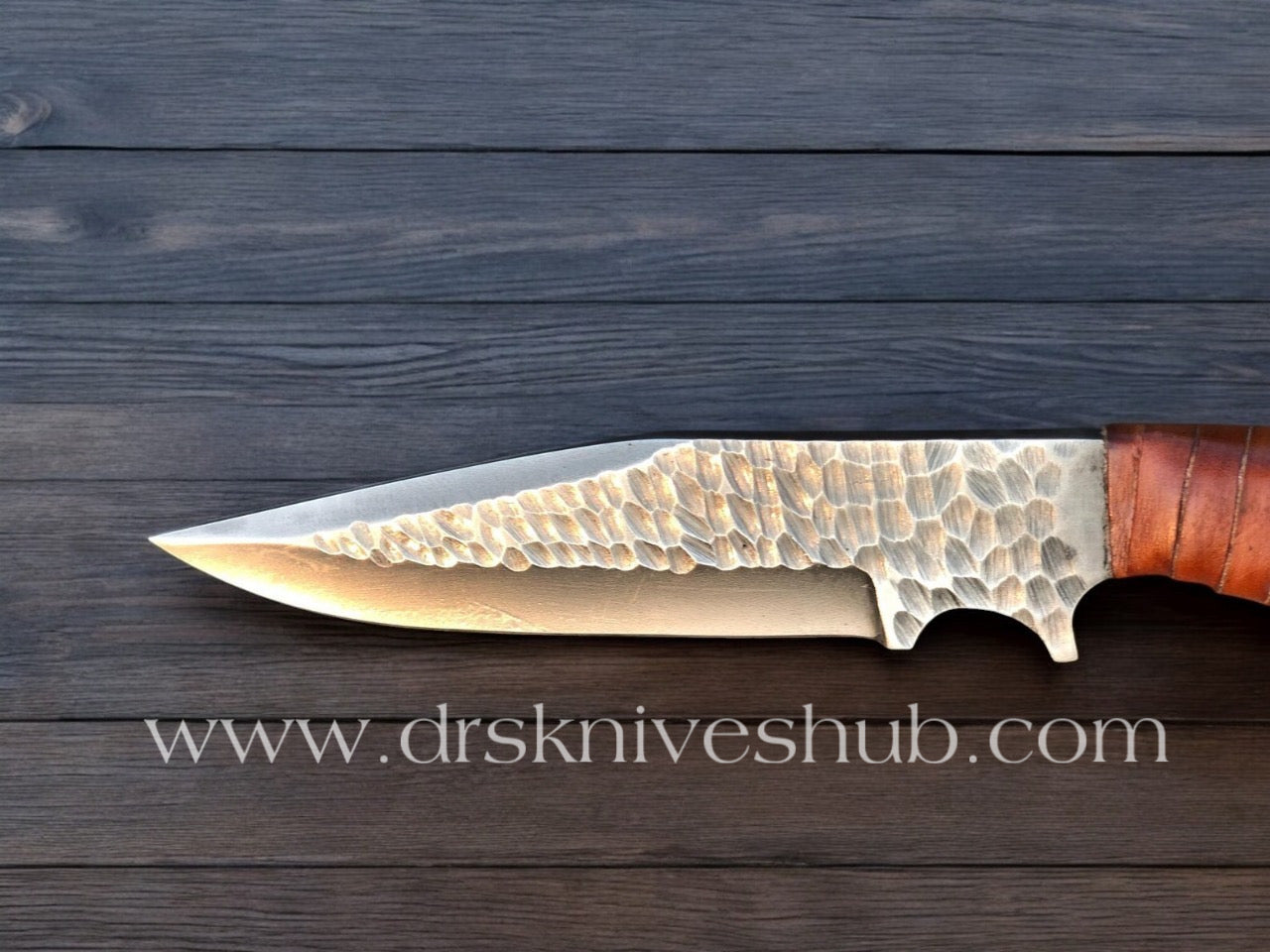 FULL TANG HANDMADE STAINLESS STEEL HUNTING KNIFE WITH LEATHER SHEATH COVER || DRS KNIVES HUB