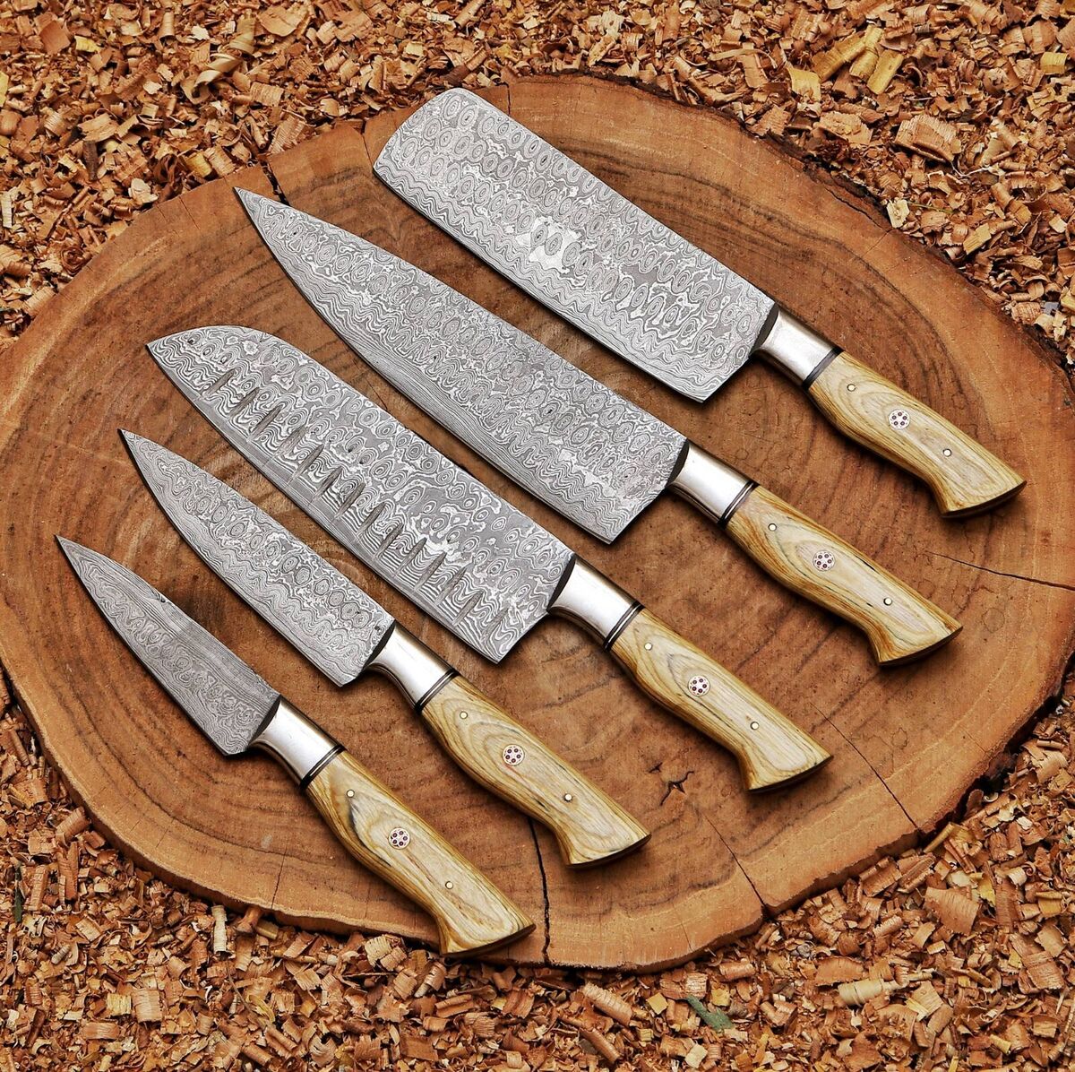 DAMASCUS STEEL CHEF SET 5PCS SET || DRS KNIVES HUB