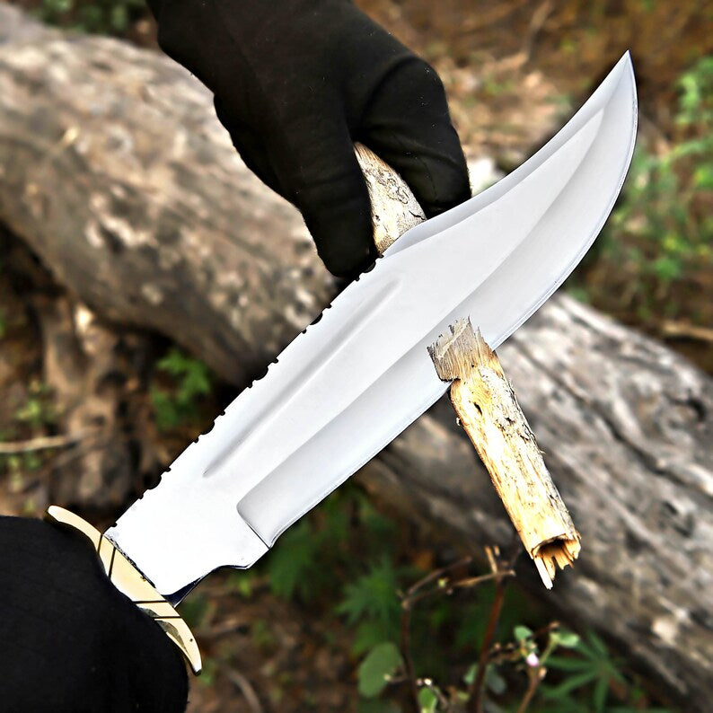 Premium J2 Steel Bowie Hunting Knife | Italian Leather Sheath | DRSKNIVES HUB