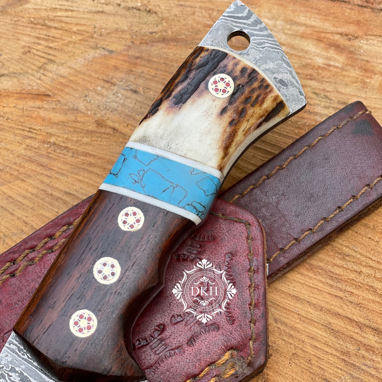 10” inches Handmade Damascus Blade Hunting Knife With Leather Sheath Cover