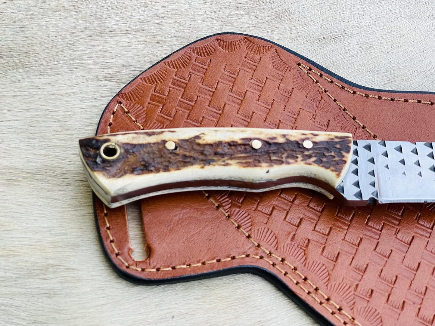 CUSTOM HANDMADE COWBOY SKINNER KNIFE WITH LEATHER COVER || DRS KNIVES HUB