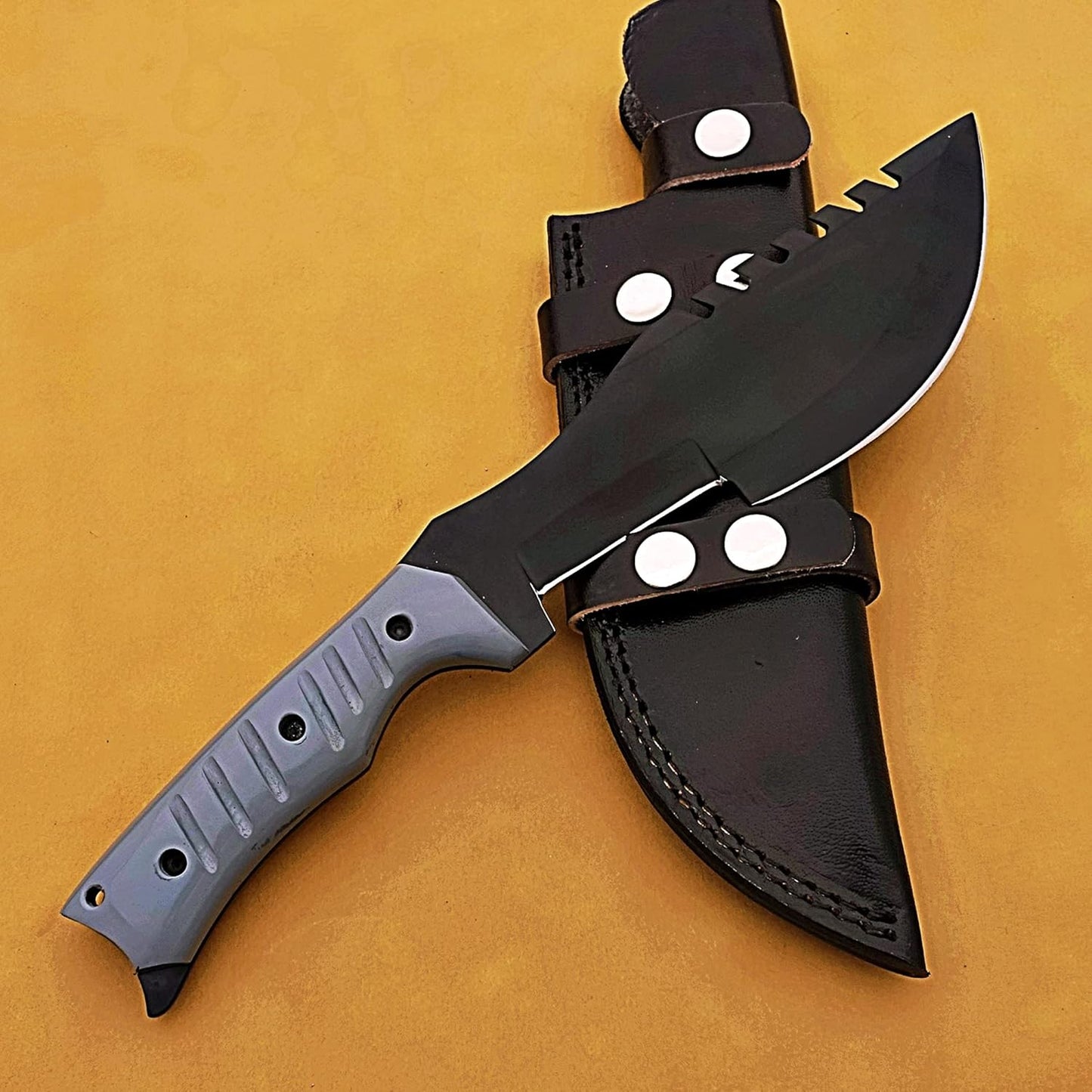 CUSTOM HANDMADE J2 STEEL TACTICAL KNIFE WITH LEATHER COVER || DRS KNIVES HUB