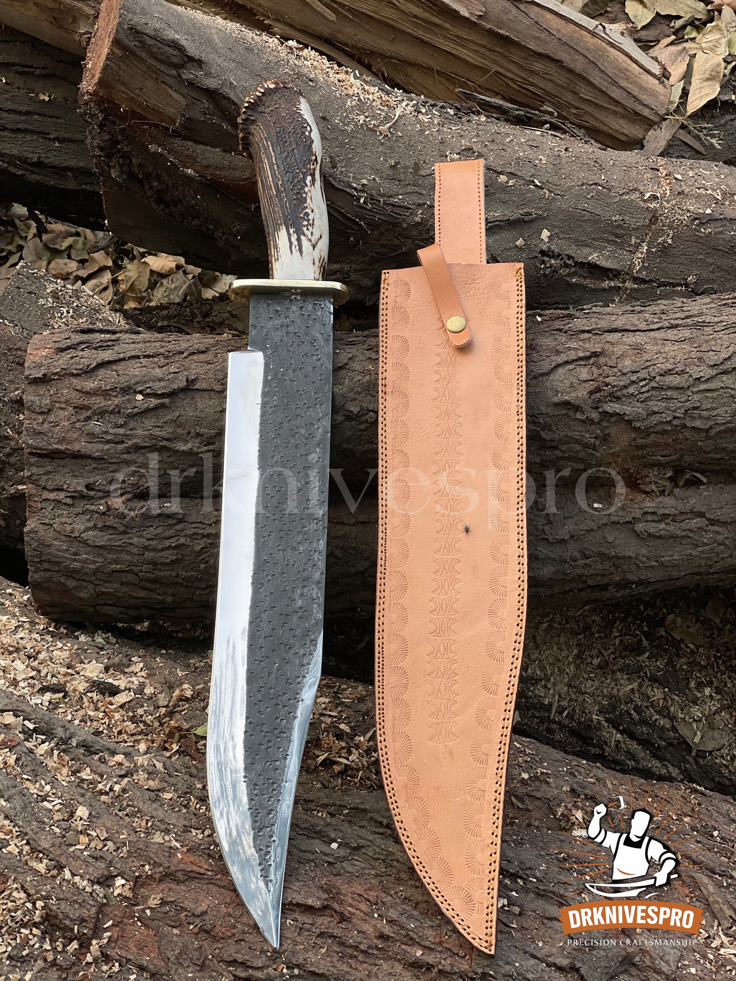 Heavy-Duty Carbon Steel Bowie Knife | Antler Horn Handle | | DRSKNIVES HUB