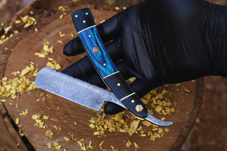 HAND FORGED STRAIGHT RAZOR DAMASCUS STEEL KNIFE || DRS KNIVES HUB