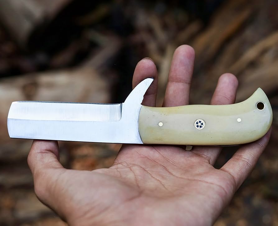 HANDMADE STAINLESS STEEL BULL CUTTER KNIFE BONE HANDLE || DRS KNIVES HUB