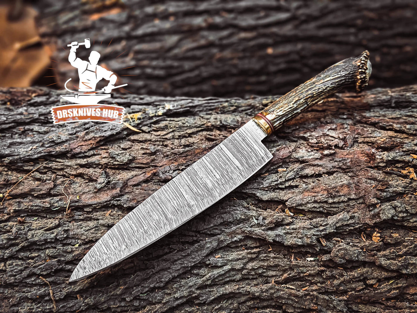 16” inches Handmade Chef Knife Custom Handmade Damascus Steel Kitchen Knife Antler Horn Handle