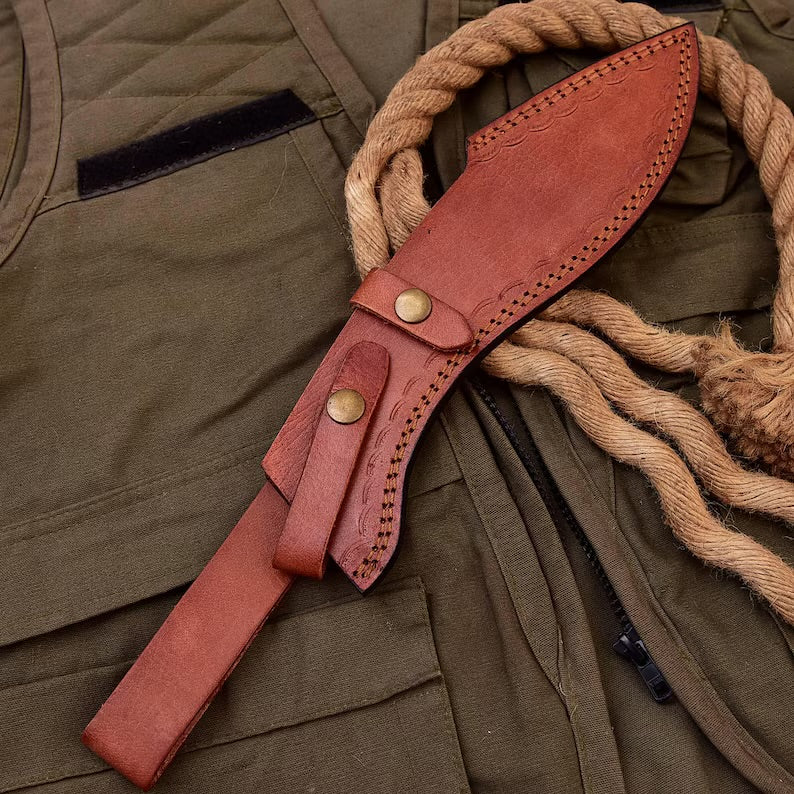 D2 Steel Hunting Knife | Wooden Handle | Premium Leather Sheath | DRSKNIVES HUB