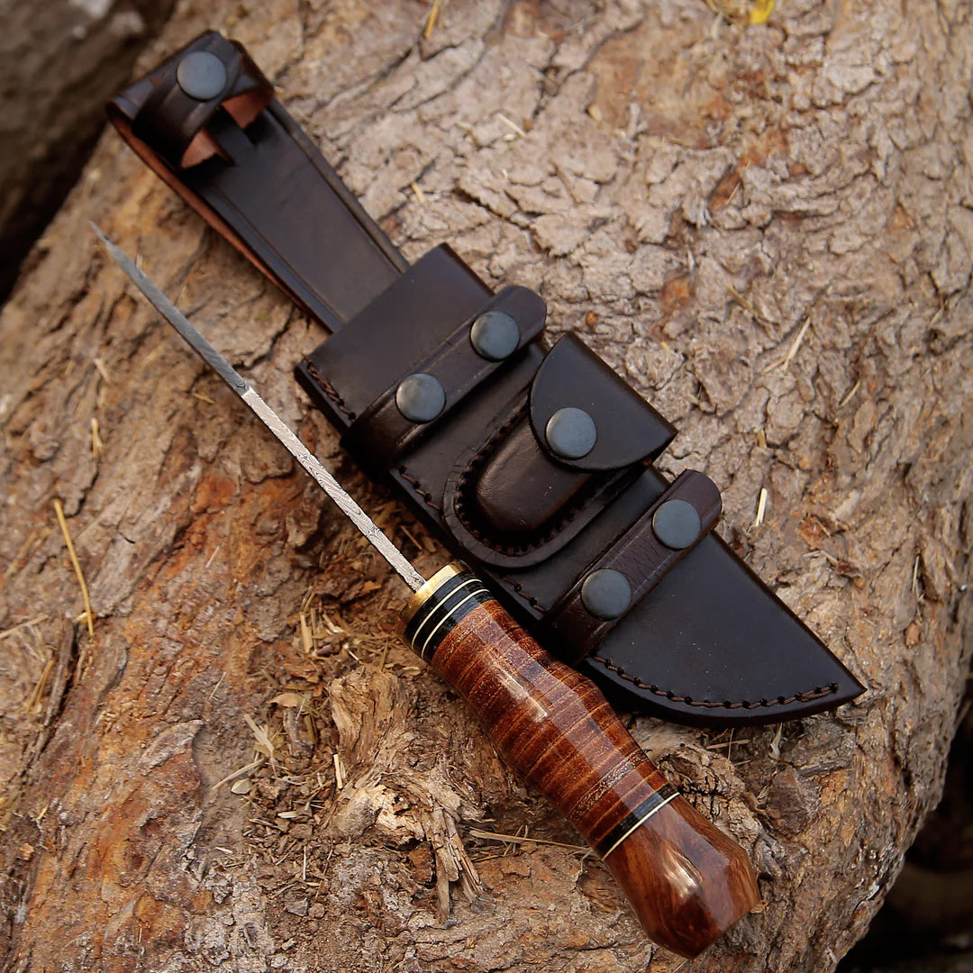 HANDMADE DAMASCUS HUNTING BOWIE KNIFE WITH SHEATH || DRS KNIVES HUB