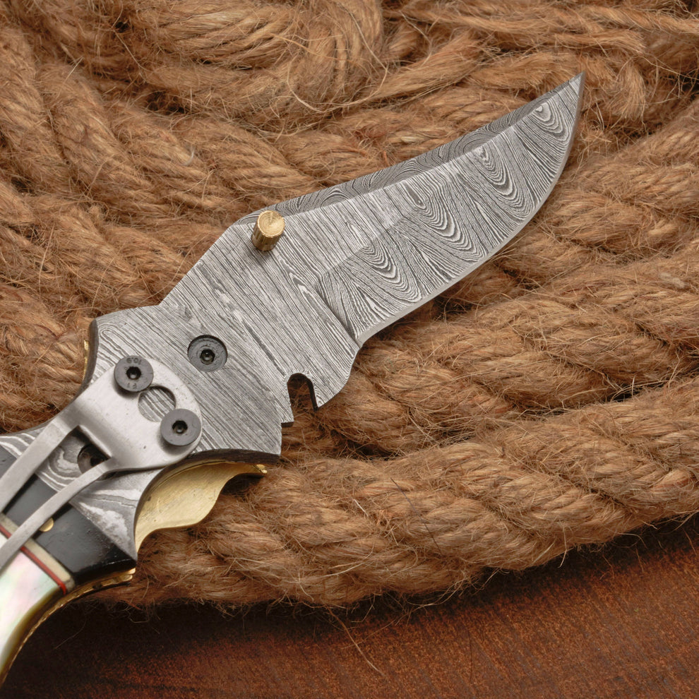 Custom made folding pocket knife with leather pouch || drs knives hub