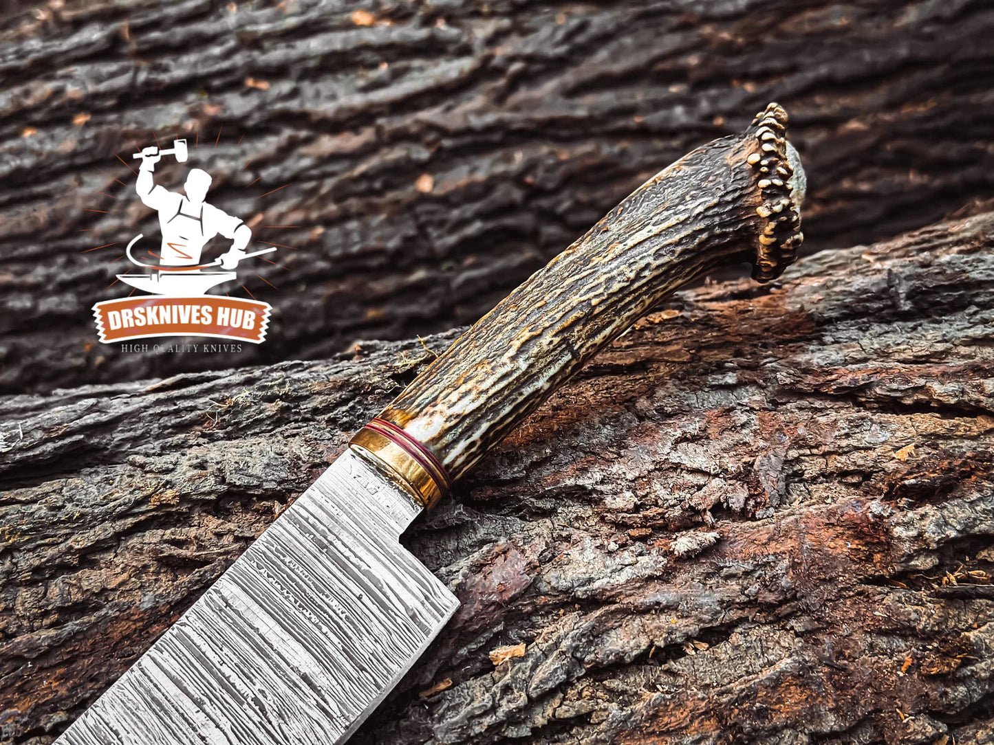 16” inches Handmade Chef Knife Custom Handmade Damascus Steel Kitchen Knife Antler Horn Handle