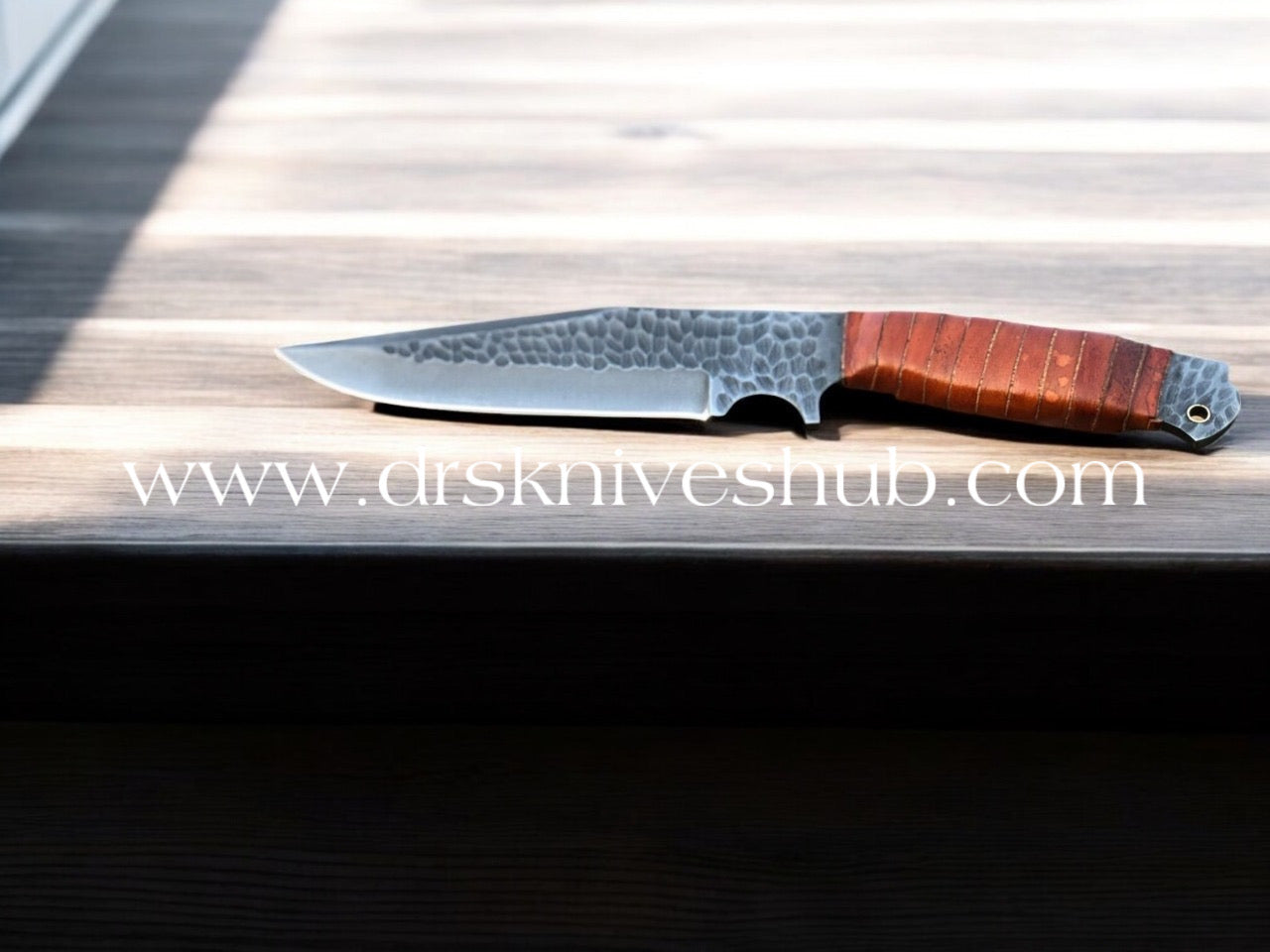 FULL TANG HANDMADE STAINLESS STEEL HUNTING KNIFE WITH LEATHER SHEATH COVER || DRS KNIVES HUB
