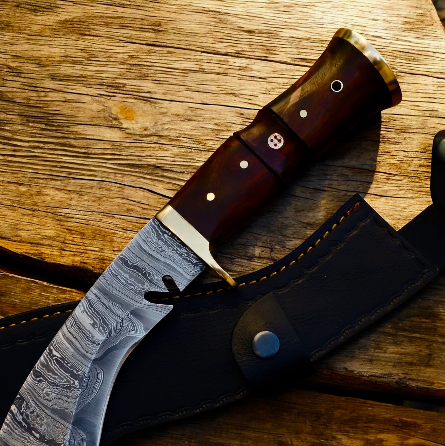18” Full Tang Damascus Steel Gurkha Kukri Bowie Knife – Handmade Survival & Hunting Knife | DRS KNIVES HUB