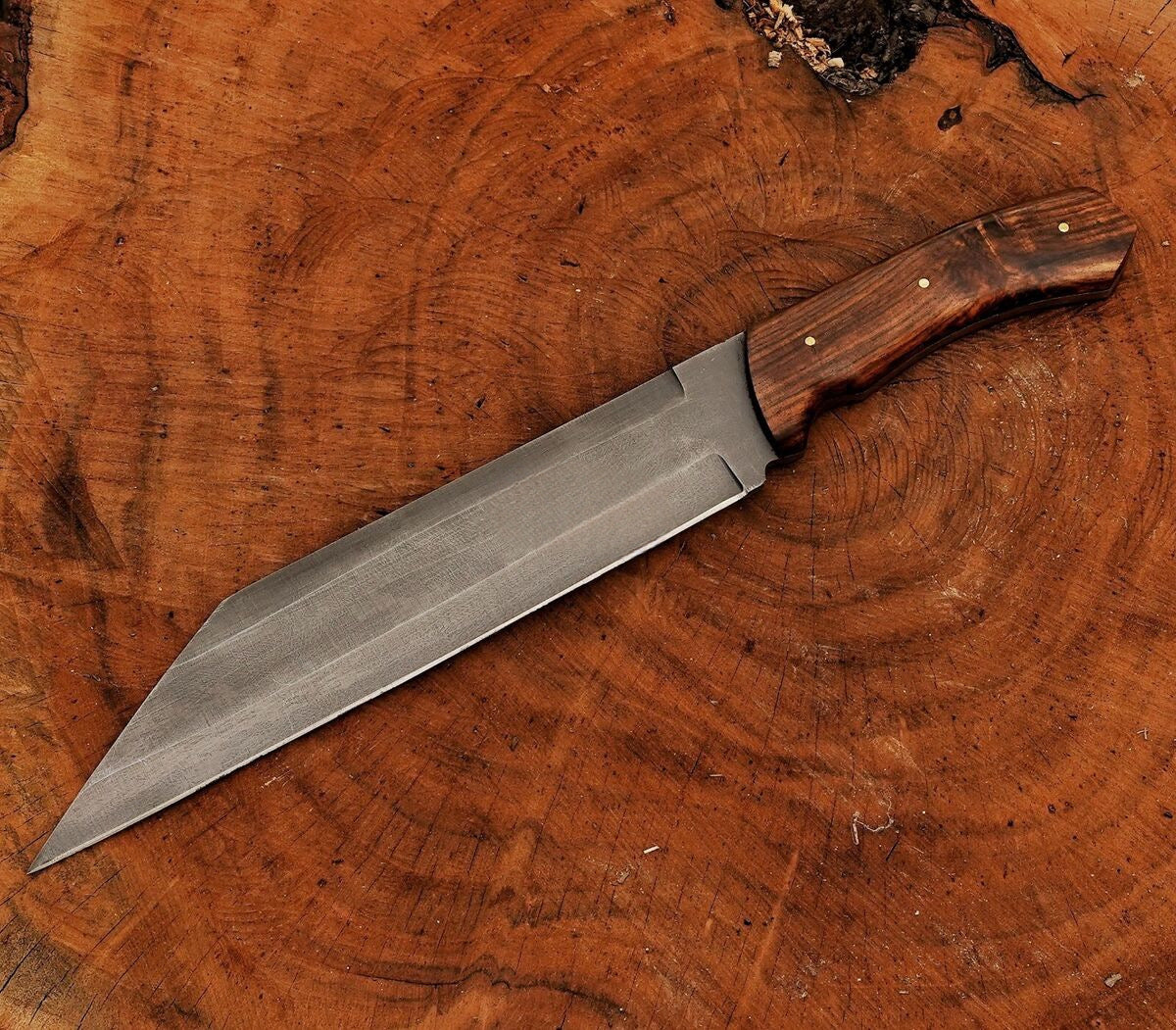 Viking Seax Knife Custom Handmade Carbon Steel Blade Seax Knife Wood Handle with Leather sheath Cover