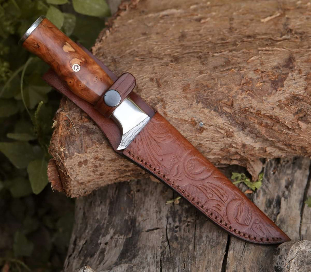 11” INCHES HANDMADE FISHING FILLET KNIFE WITH LEATHER SHEATH || DRS KNIVES HUB