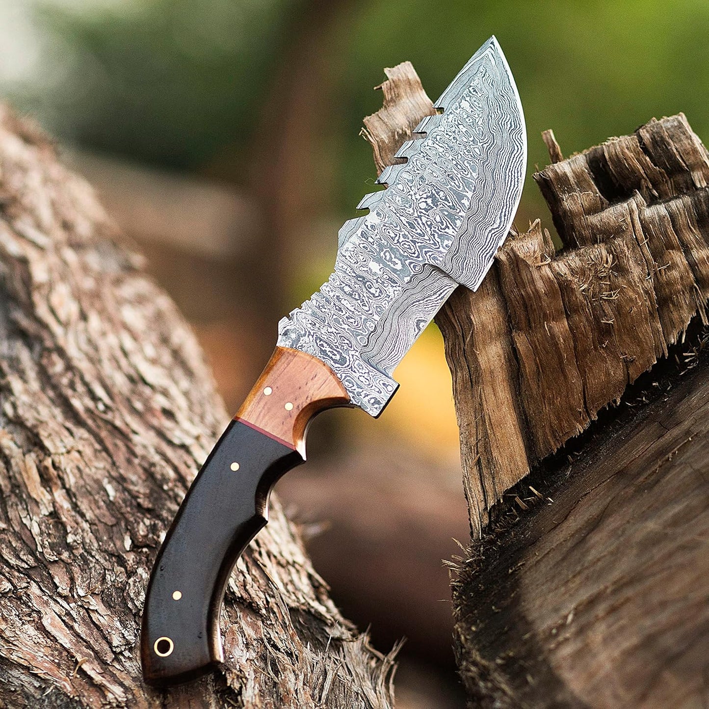 Handmade Damascus Steel Tracker Knife – 10" Outdoor Survival & Camping Knife with Leather Sheath | DRSKNIVES HUB