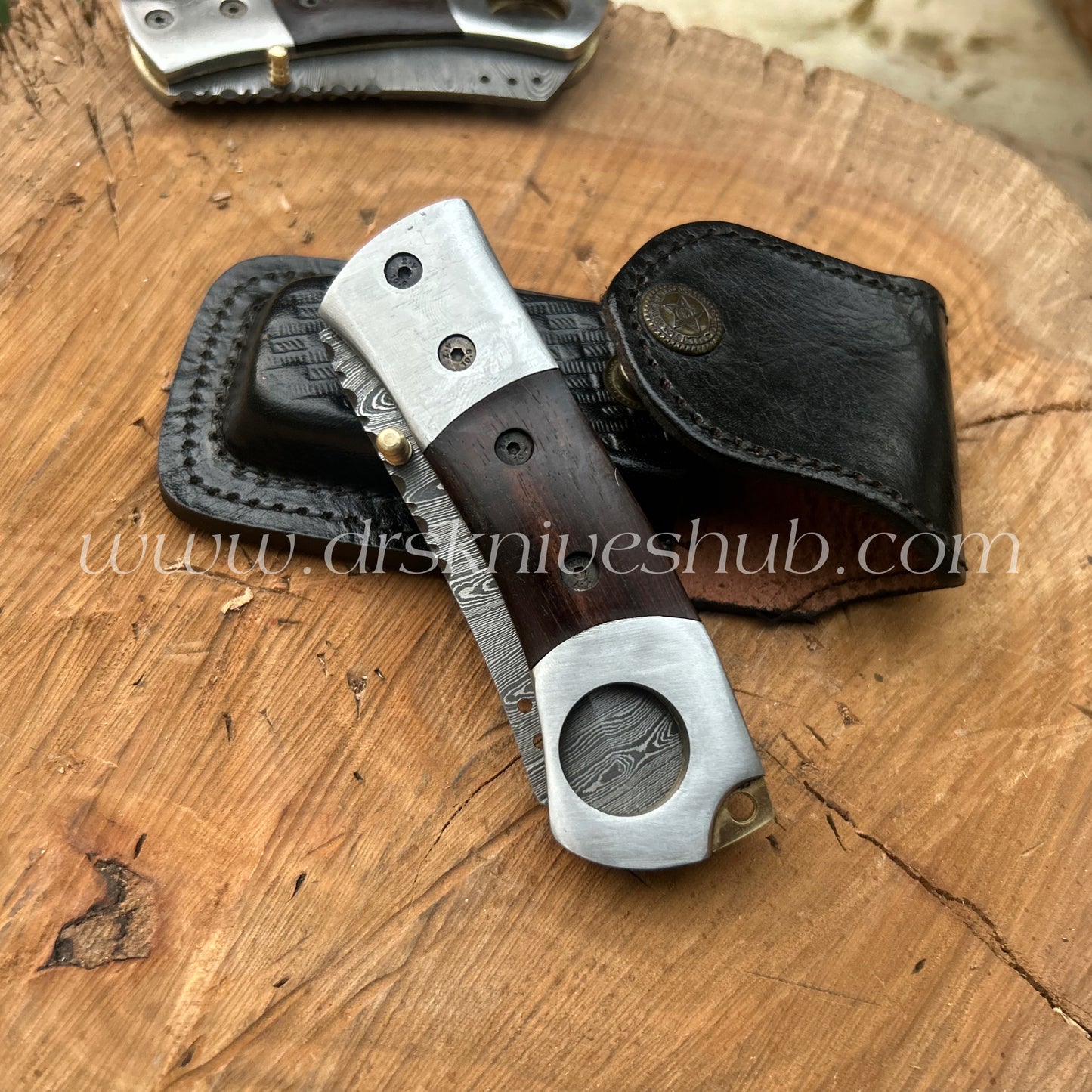 Cigar Cutter Beautiful Handmade Damascus Steel Cigar Cutter knife With leather Sheath Cover