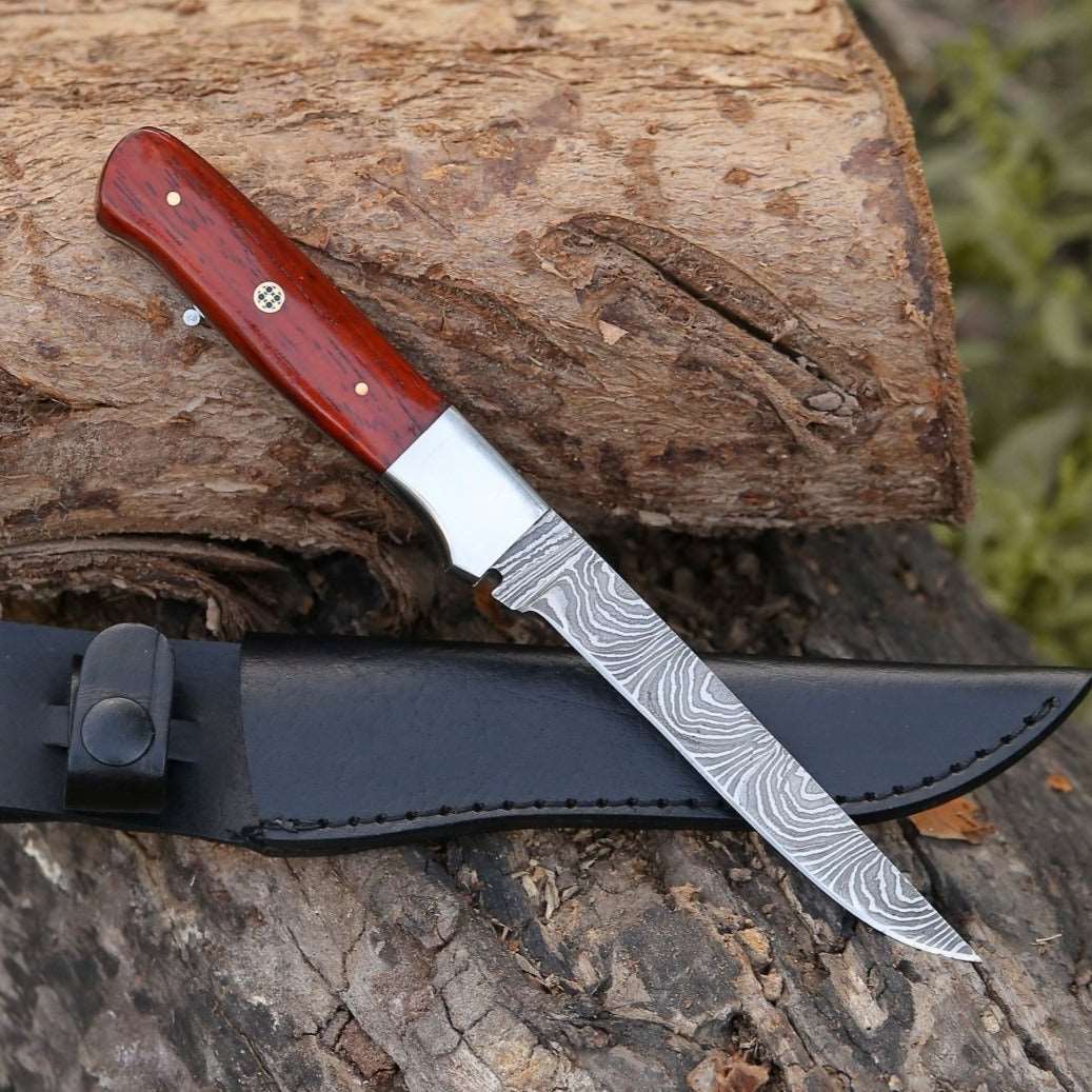 DAMASCUS STEEL FILLET KNIFE WOOD HANDLE || DRS KNIVES HUB